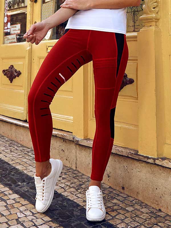 Women&#39;s solid color stretch breeches with pockets