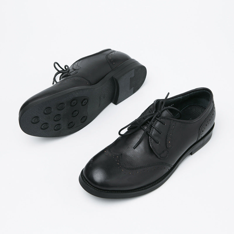 Sactino Brogue leather shoes in brown / black / coffee color