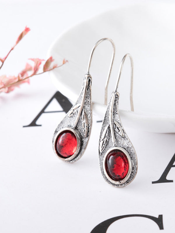 Pendientes vintage para mujer hechos de aleación roja de nácar