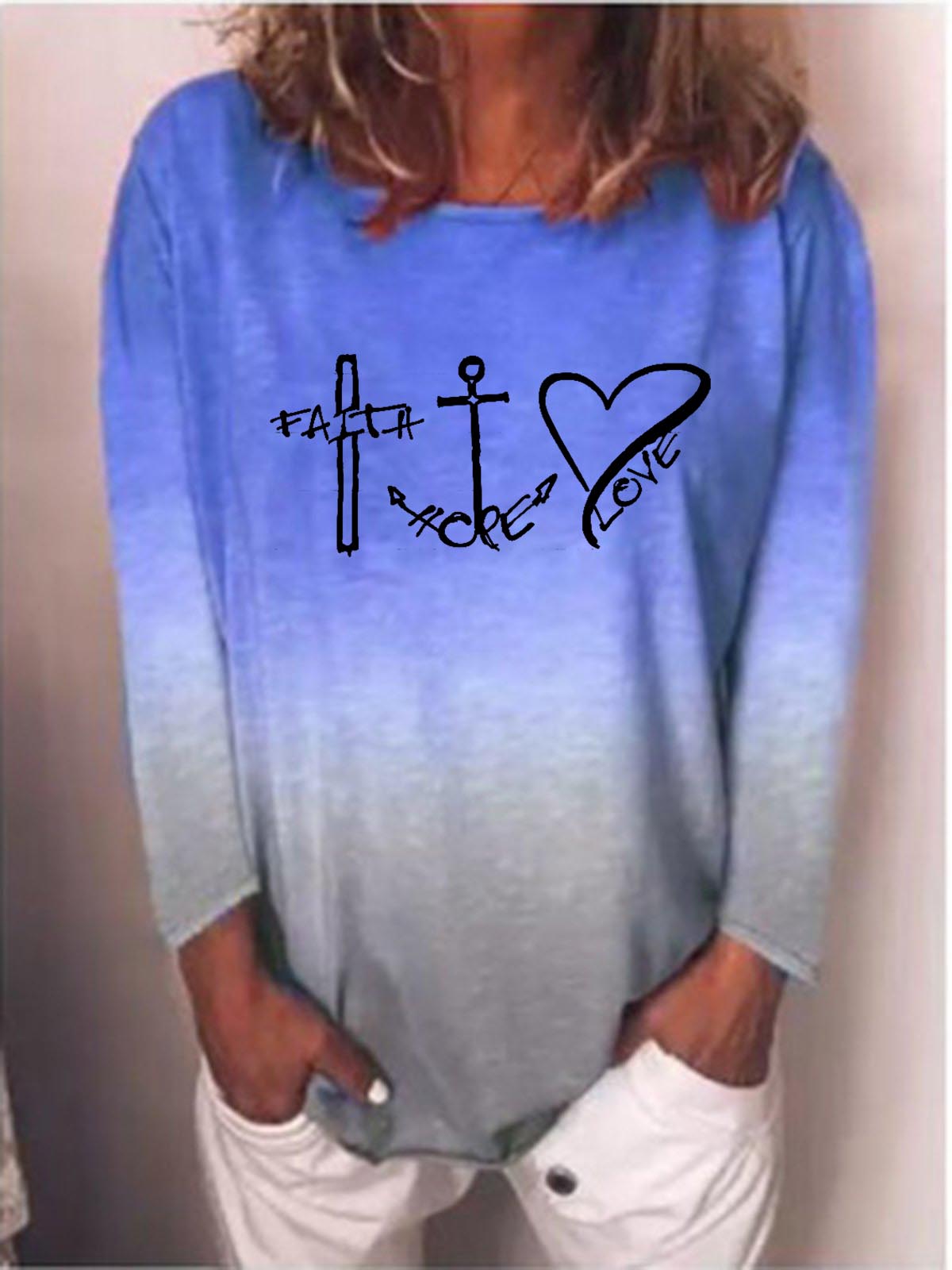 FAITH HOPE LOVE Farbverlauf T-Shirt
