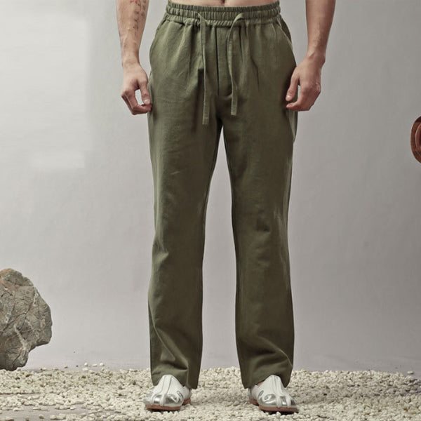 Herren Leinen Casual Straight Hose