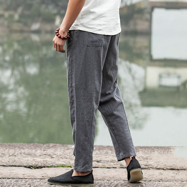 Pantalón de terciopelo suelto de lino para hombre.