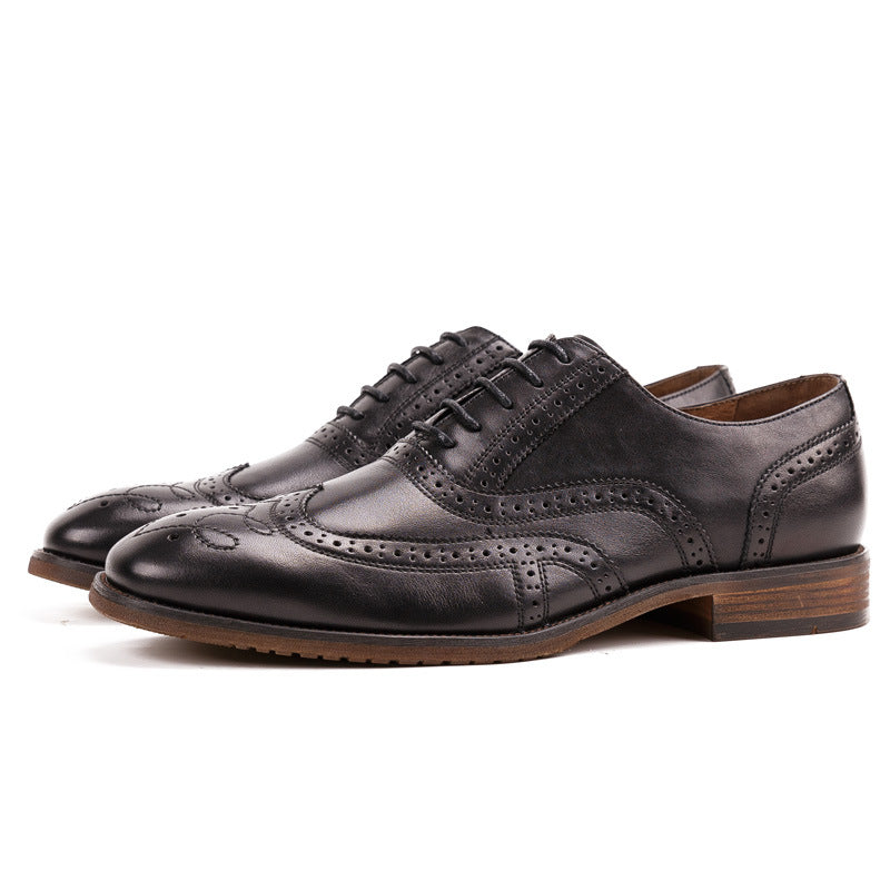 Sactino Brogue leather shoes in brown / black / coffee color