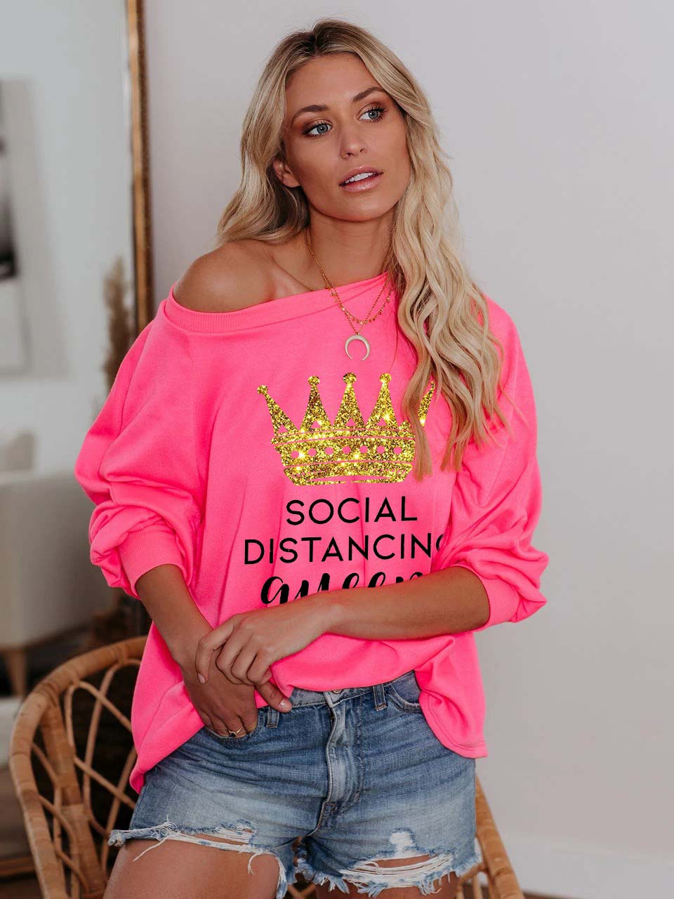 Social Distancing Queen Off-Shoulder Top