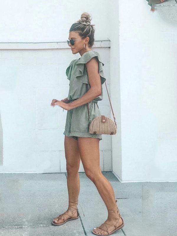 Mono de encaje con bolsillo de copete