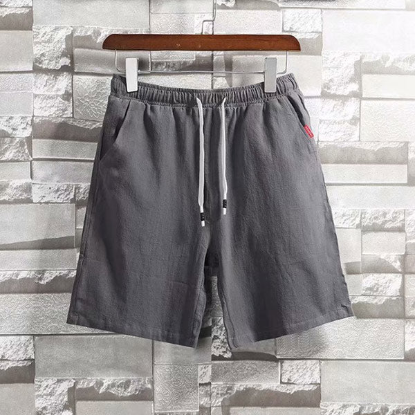 Shorts rectos para hombre hechos de algodón suelto y lino