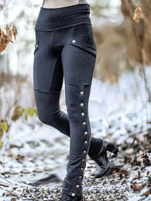 Damen Niet Split Stretch Stretch Pocket Leggings