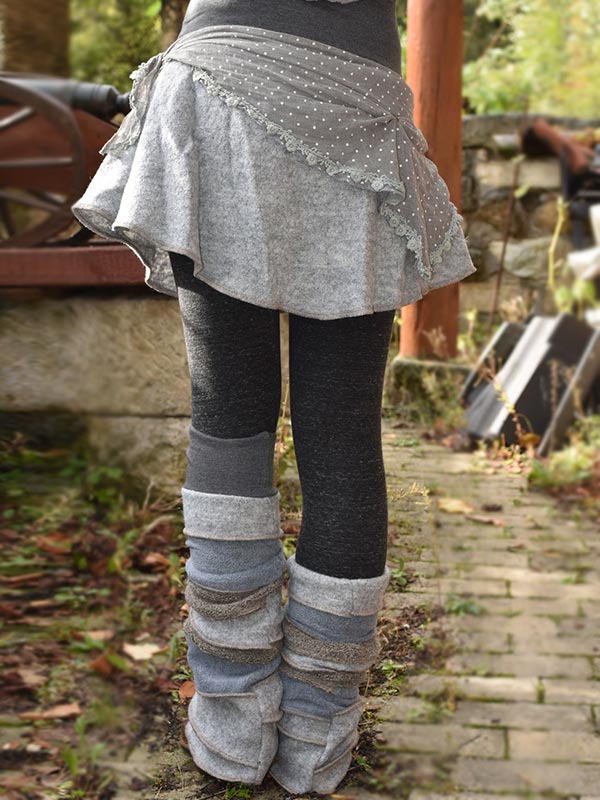 Moterų 80-ųjų retro audinys, siuvantis šiltas kelnes, antblauzdžius ir sijoną iš trijų dalių