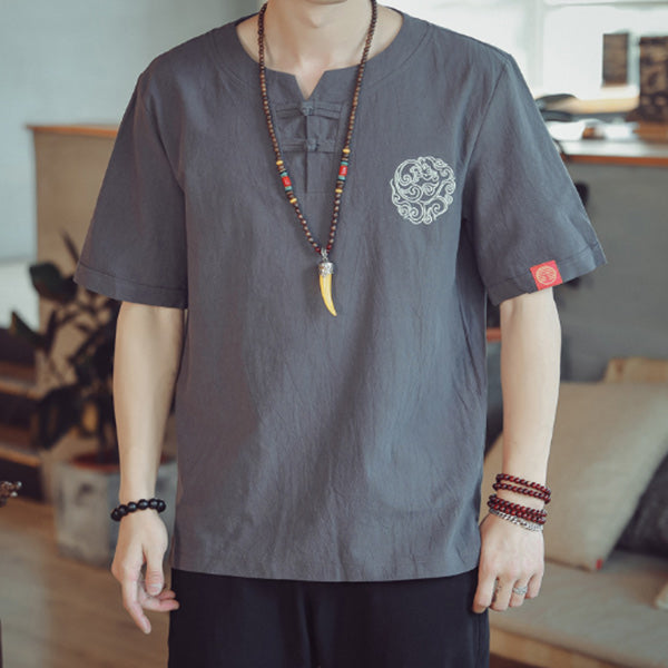 Leinen-T-Shirt der Männer im chinesischen Stil