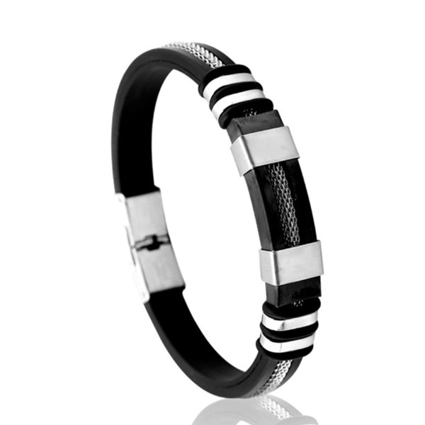Pulsera ajustable de silicona y acero de titanio para hombres.