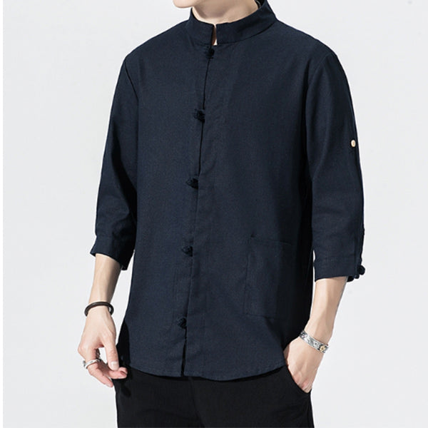 Jersey de lino estilo chino para hombre