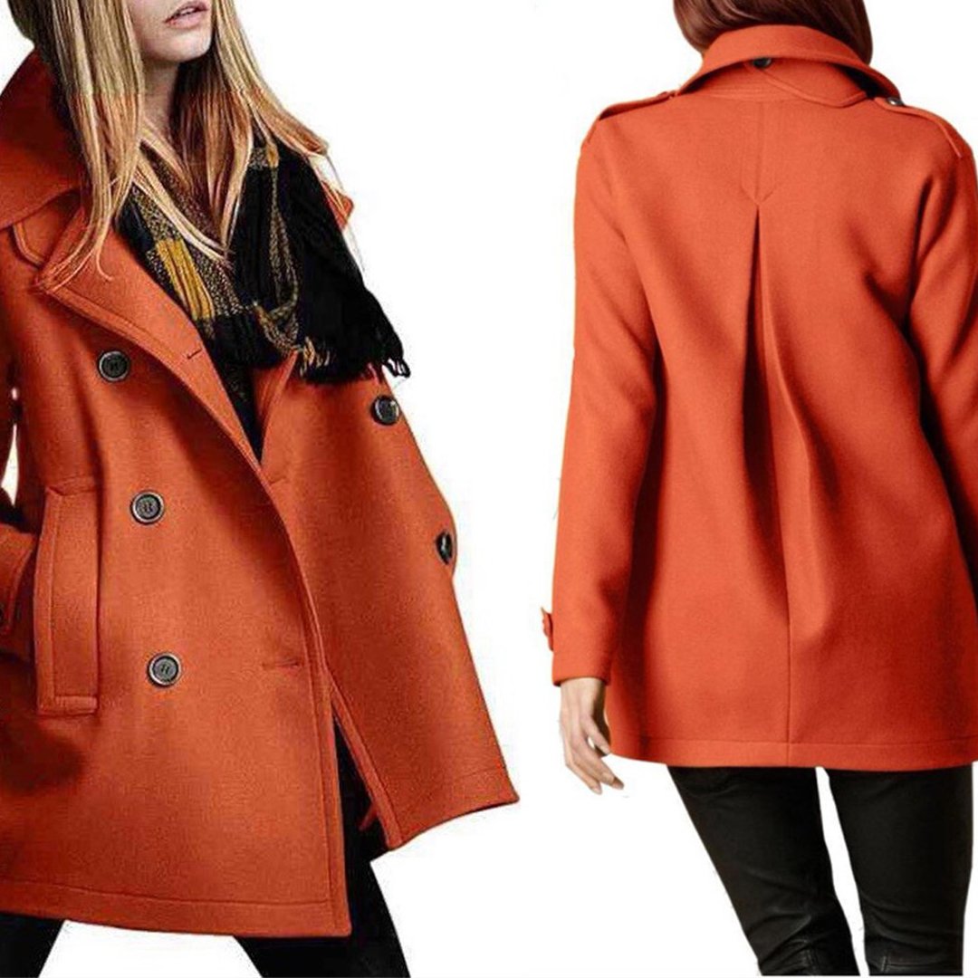 Plus Size Buttoned Solid Casual Shawl Collar Coat