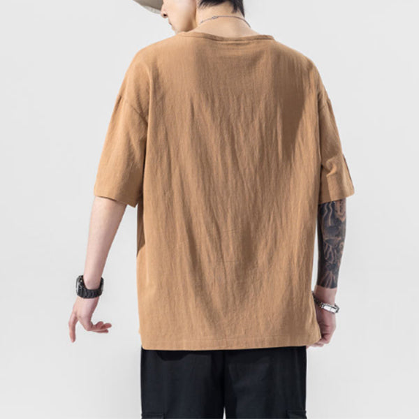 Camisa de lino bordada para hombre