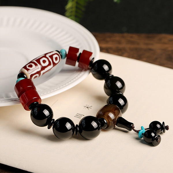 Pulsera vintage de ónix negro para hombre