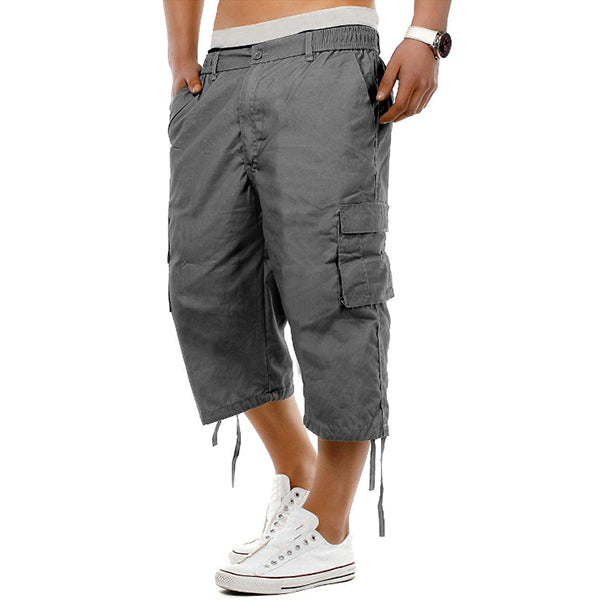Pantalones de algodón y lino para hombre con varios bolsillos.