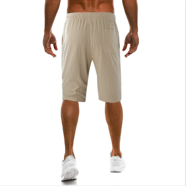 Einfarbige Leinen-Shorts für Herren in Übergröße