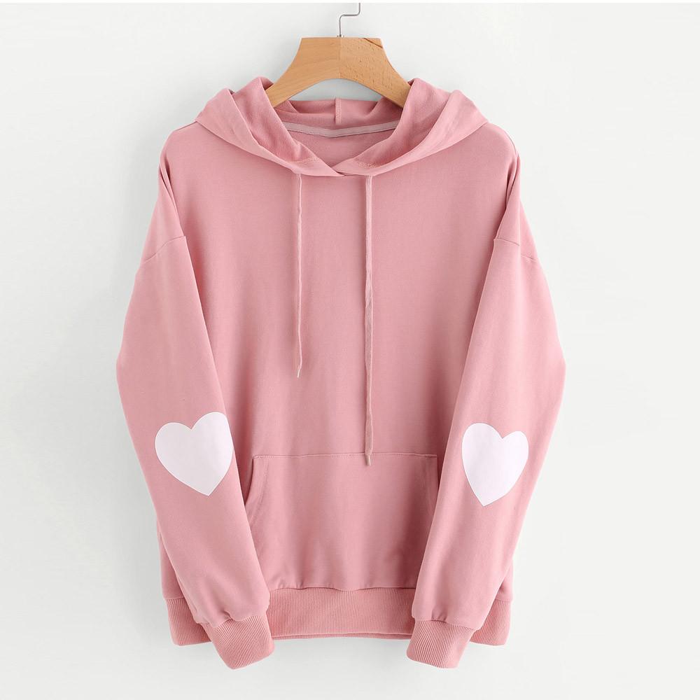 Heart Disign Drawstring Pocket Hoodies