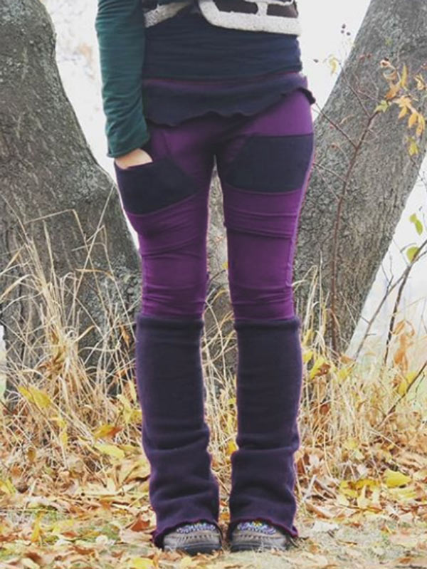 Damen Vintage genähte Tasche elastische Leggings