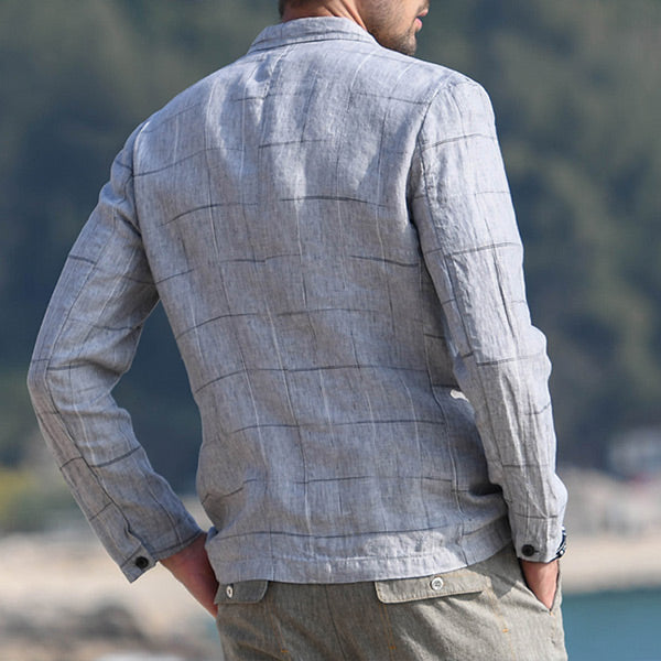 Traje casual a cuadros de lino para hombres