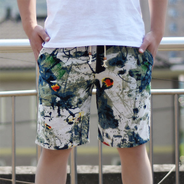 Pantalones sueltos de algodón y lino para hombres.