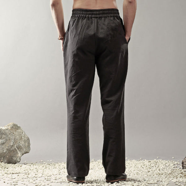 Herren Leinen Casual Straight Hose