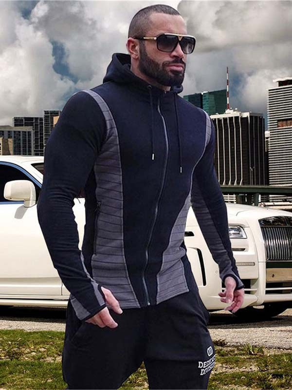 Chaqueta de hombre con capucha con bloque de color.