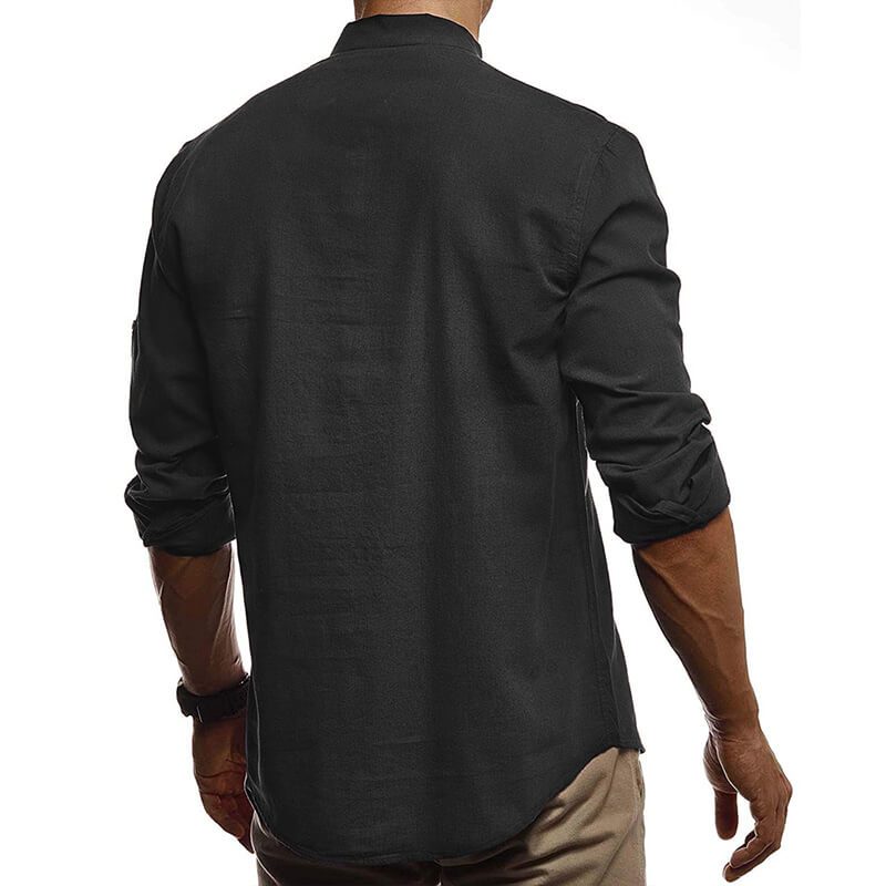 Camisa de lino sencilla, transpirable y ligera con manga larga.