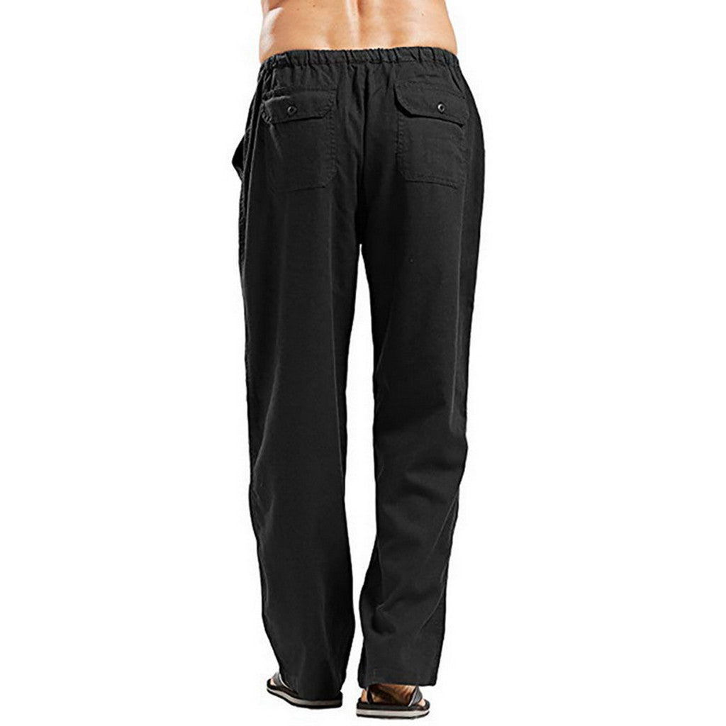 Pantalones grandes de lino para hombre