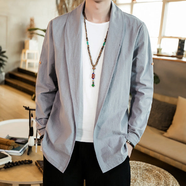 Traje casual de lino estilo chino para hombres