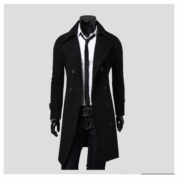 Men's Fashion Winter Long Trench Coat