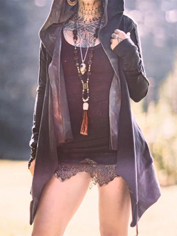 Abrigo con capucha irregular Diablo Cosplay para mujer