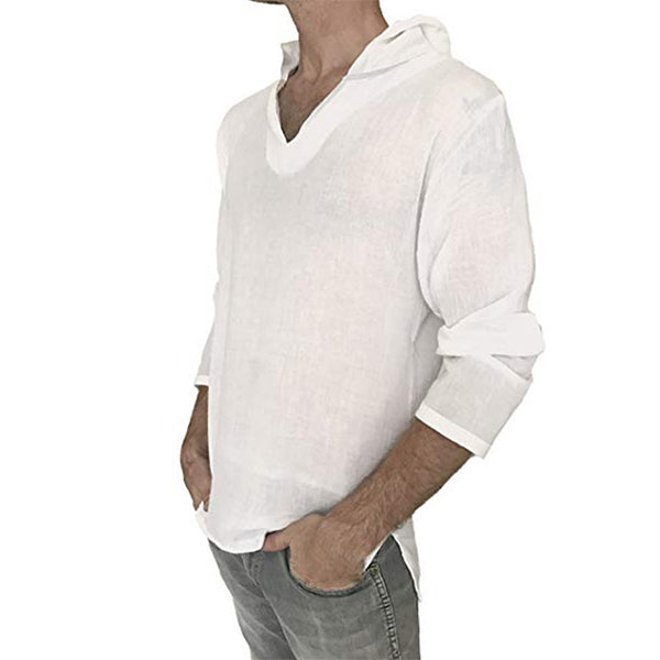 Camiseta de lino para hombre con capucha