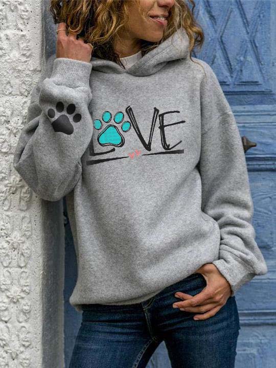 Hund Liebe Herz gedruckt Kapuzenpullover