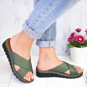 Summer Comfortable Plain Peep Toe Casual Slippers