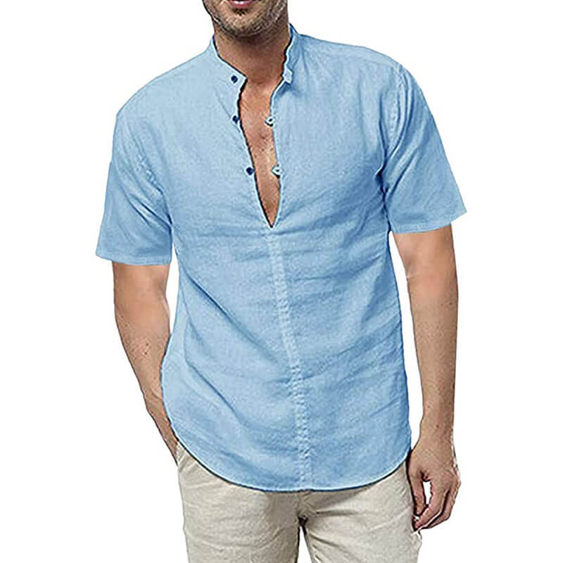 Vyriški laisvalaikio stovo apykaklės vasara Patogūs marškinėliai su trumpomis rankovėmis