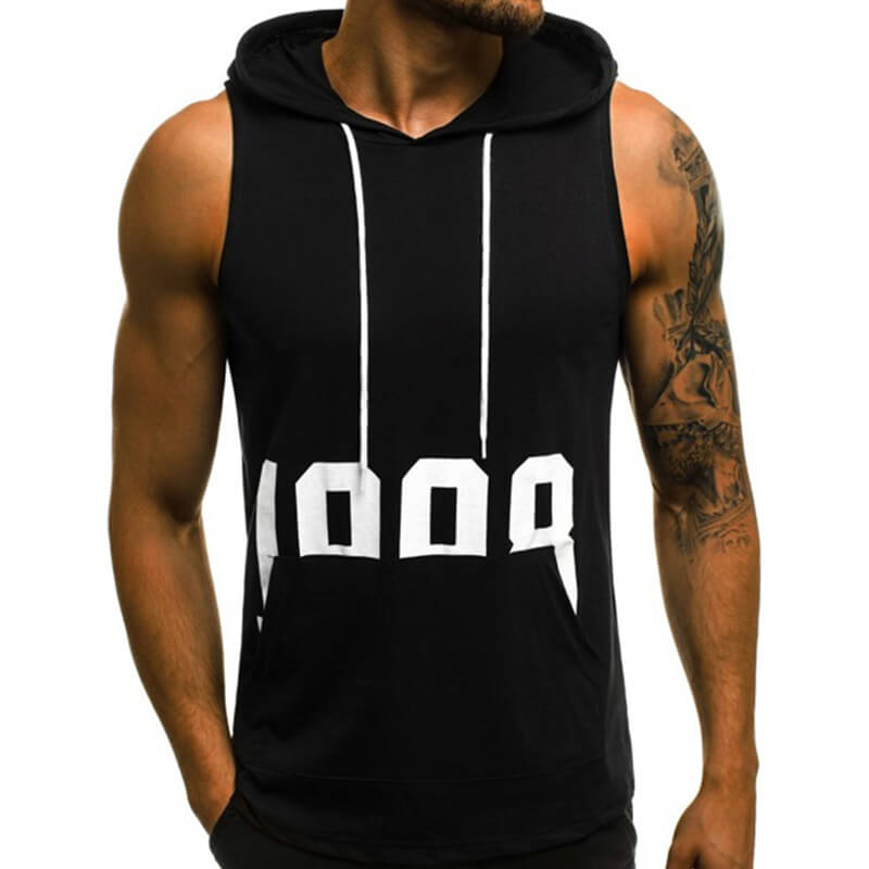 Hombre, cómodo, delgado, 1998 Mezcla de algodón sin mangas estampada