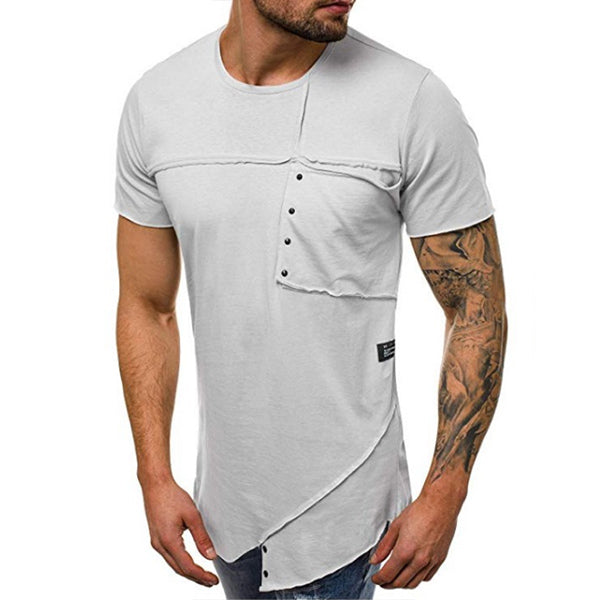 Camiseta de hombre con costuras de cuello redondo.