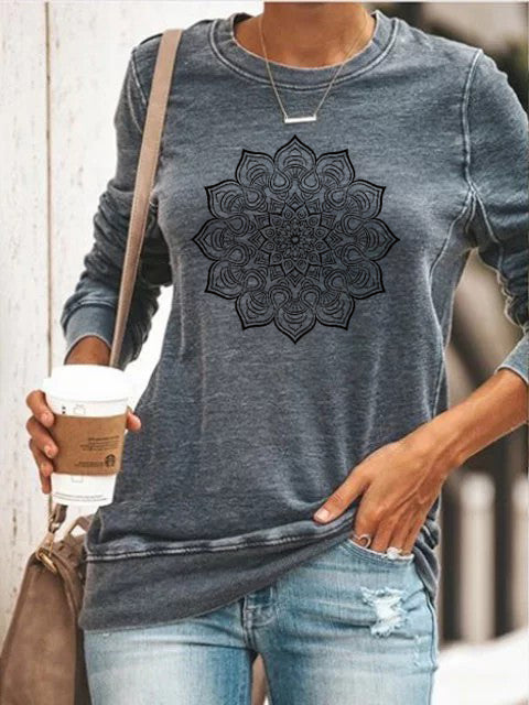 Langarm-Sweatshirt mit Mandala-Print