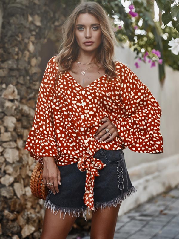 Blusas para mujer con estampado de lunares