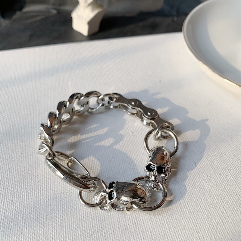 Vyriška mados kaukolės dviračių grandinės lydinio apyrankė