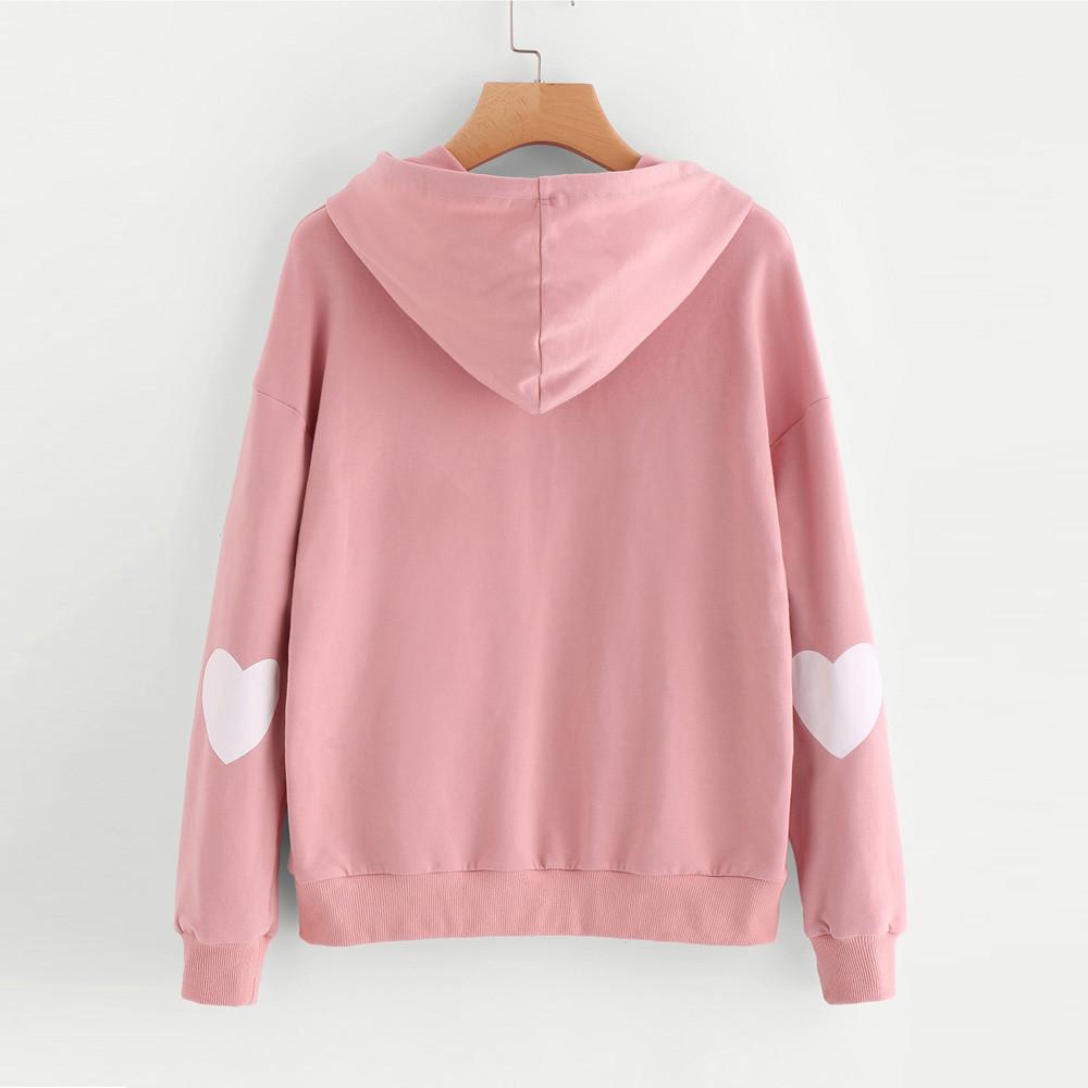 Heart Disign Drawstring Pocket Hoodies