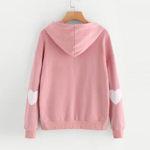 Heart Disign Drawstring Pocket Hoodies