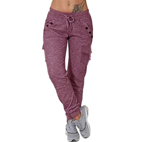 Pantalones casuales elásticos para mujer con 6 bolsillos