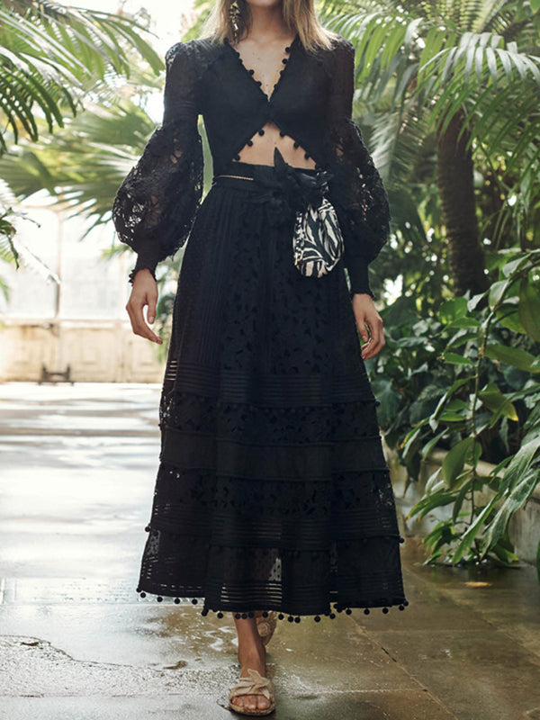 Boho Full Lace Zweiteiliges Maxikleid