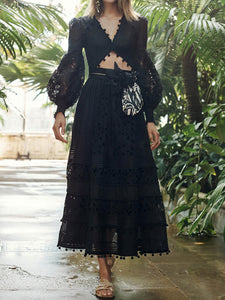 Boho Full Lace Zweiteiliges Maxikleid