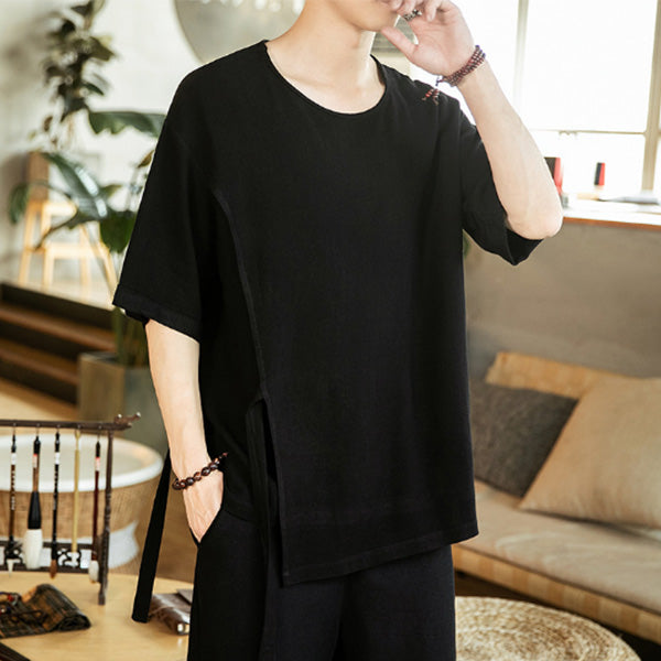 Camiseta de hombre en estilo chino con encaje