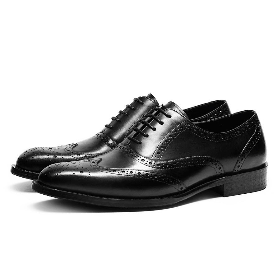 Sactino Brogue Lederschuhe in Schwarz / Rotwein