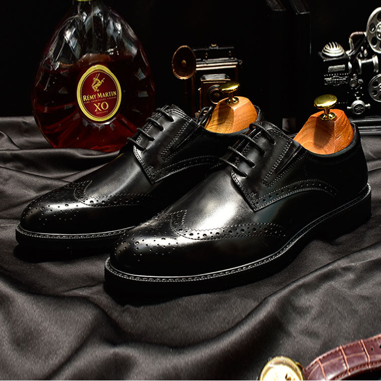 Sactino Brogue zapatos de cuero marrón / negro