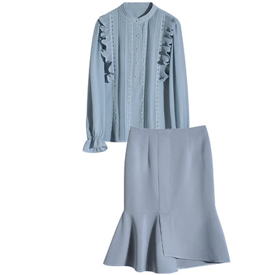 Zady principios de otoño Yujie traje profesional tenis de mujer rojo 2019 otoño nuevo estilo moda corte de media falda conjunto de dos piezas