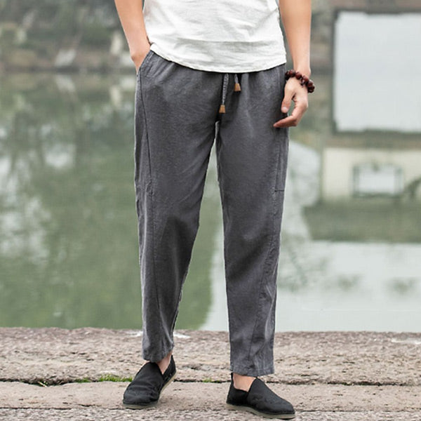 Pantalón de terciopelo suelto de lino para hombre.